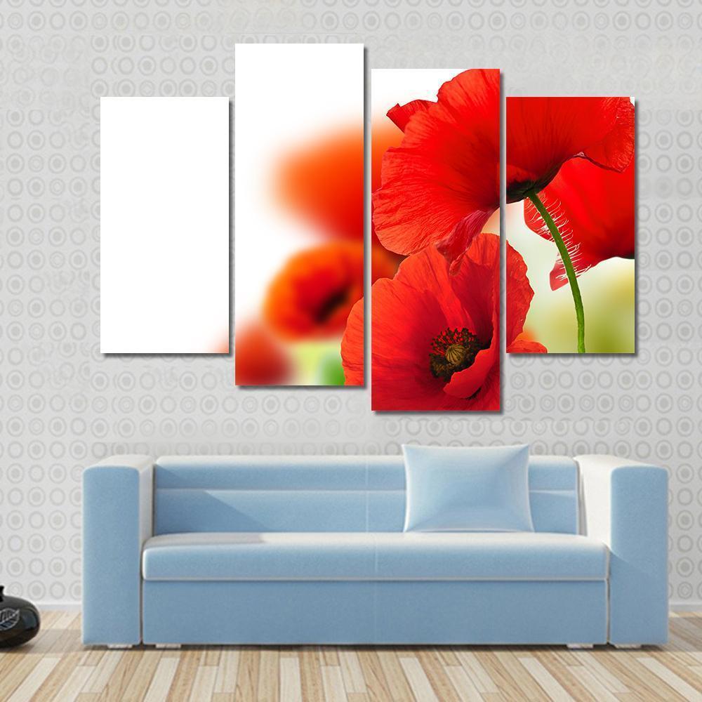 Red Poppies Canvas Wall Art-4 Pop-Gallery Wrap-50" x 32"-Tiaracle
