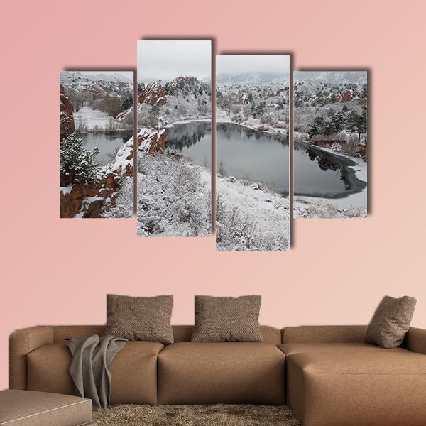 Red Rock Canyon After A Fresh Snowfall Canvas Wall Art-4 Pop-Gallery Wrap-50&quot; x 32&quot;-Tiaracle