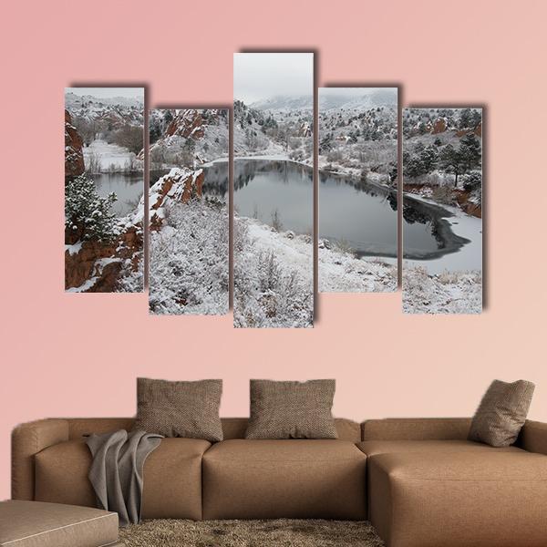Red Rock Canyon After A Fresh Snowfall Canvas Wall Art-5 Pop-Gallery Wrap-47" x 32"-Tiaracle