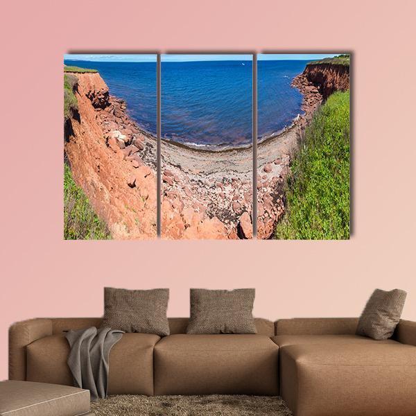 Red Rocks And Cliffs On Cavendish Beach In Edward Island Canvas Wall Art-3 Horizontal-Gallery Wrap-37" x 24"-Tiaracle
