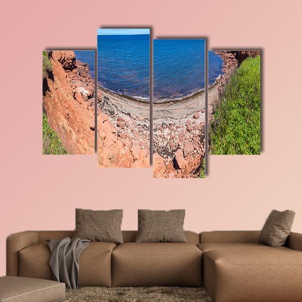 Red Rocks And Cliffs On Cavendish Beach In Edward Island Canvas Wall Art-4 Pop-Gallery Wrap-50" x 32"-Tiaracle