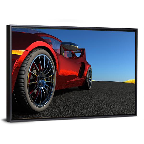 Red Sports Car Canvas Wall Art-3 Horizontal-Gallery Wrap-25" x 16"-Tiaracle
