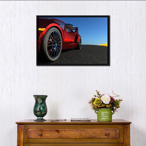 Red Sports Car Canvas Wall Art-3 Horizontal-Gallery Wrap-25" x 16"-Tiaracle