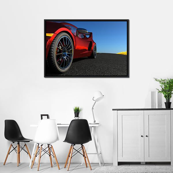 Red Sports Car Canvas Wall Art-3 Horizontal-Gallery Wrap-25" x 16"-Tiaracle