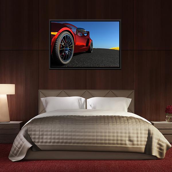 Red Sports Car Canvas Wall Art-3 Horizontal-Gallery Wrap-25" x 16"-Tiaracle