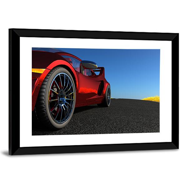 Red Sports Car Canvas Wall Art-3 Horizontal-Gallery Wrap-25" x 16"-Tiaracle