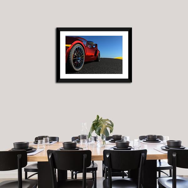 Red Sports Car Canvas Wall Art-1 Piece-Framed Print-20" x 16"-Tiaracle