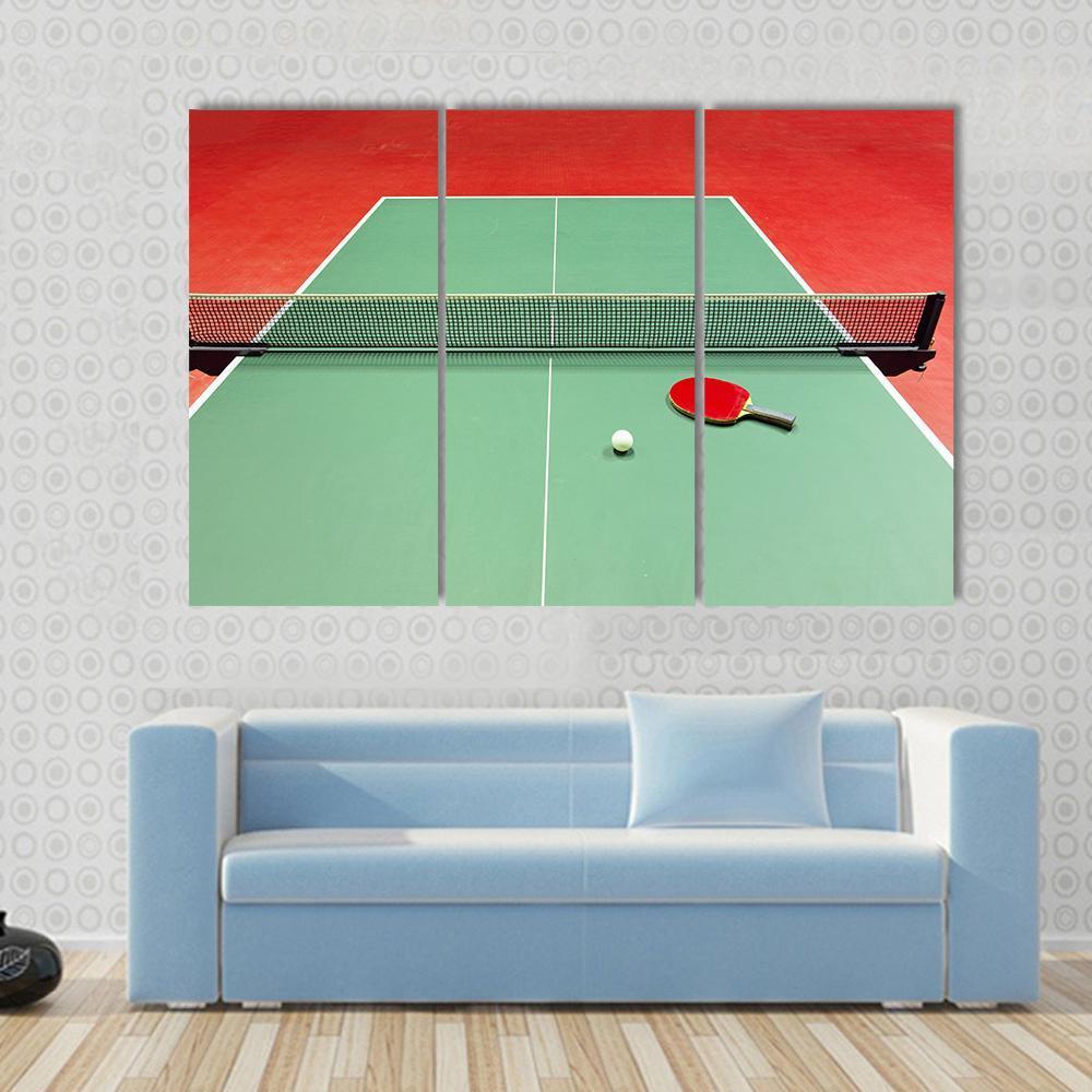 Red Table Tennis Racket Canvas Wall Art-4 Pop-Gallery Wrap-50" x 32"-Tiaracle