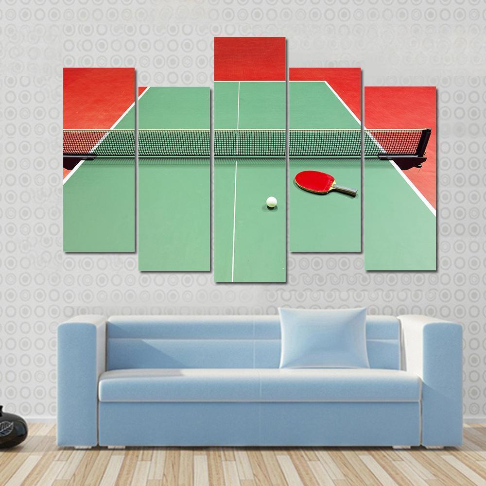 Red Table Tennis Racket Canvas Wall Art-5 Pop-Gallery Wrap-47&quot; x 32&quot;-Tiaracle