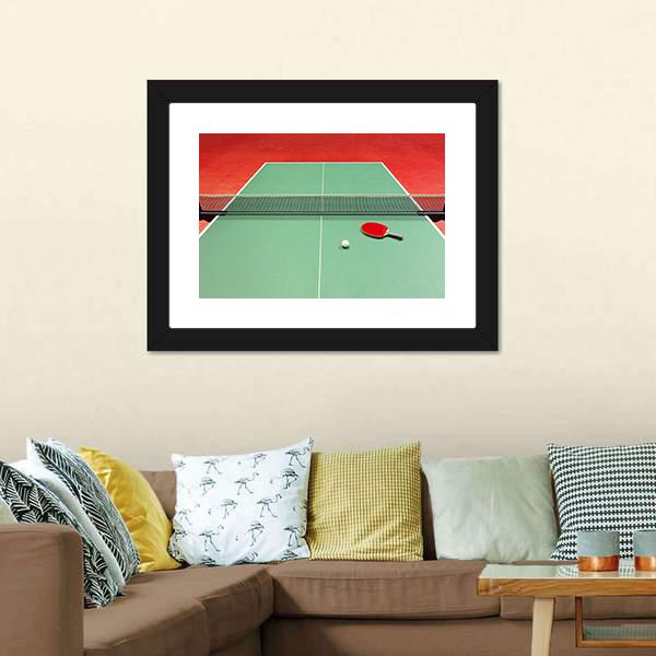 Red Table Tennis Racket Panoramic Canvas Wall Art-1 Piece-36" x 12"-Tiaracle