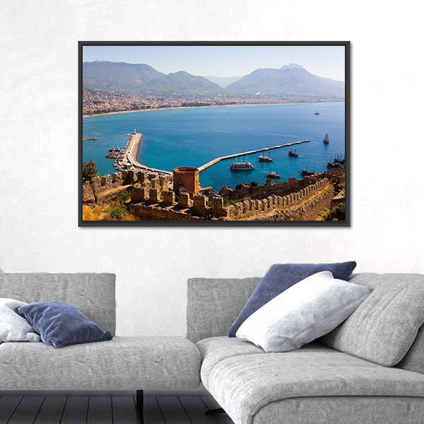 Red Tower Turkey Panoramic Canvas Wall Art-1 Piece-36" x 12"-Tiaracle