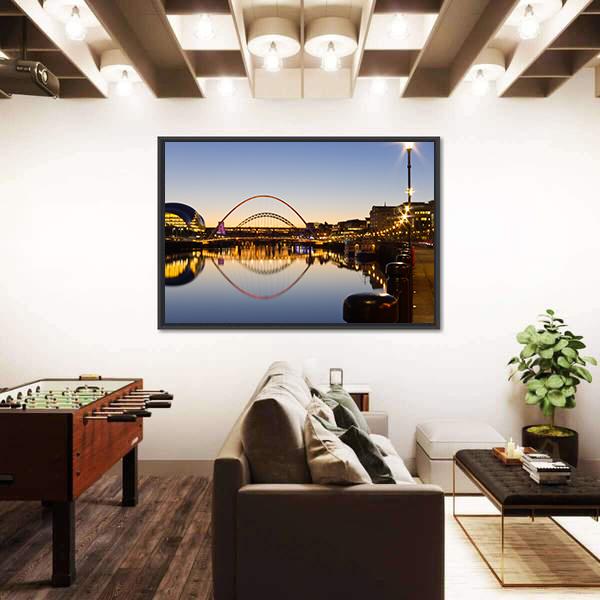 Reflected Tyne Bridges Canvas Wall Art-3 Horizontal-Gallery Wrap-25" x 16"-Tiaracle