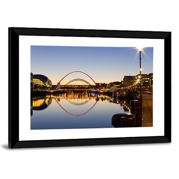 Reflected Tyne Bridges Canvas Wall Art-3 Horizontal-Gallery Wrap-25" x 16"-Tiaracle