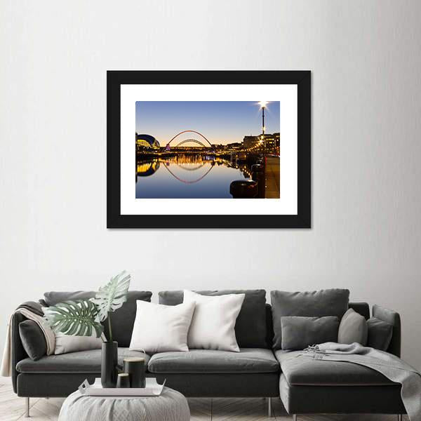Reflected Tyne Bridges Canvas Wall Art-3 Horizontal-Gallery Wrap-25" x 16"-Tiaracle