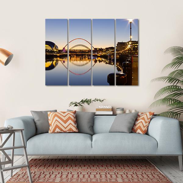 Reflected Tyne Bridges Canvas Wall Art-4 Horizontal-Gallery Wrap-34" x 24"-Tiaracle