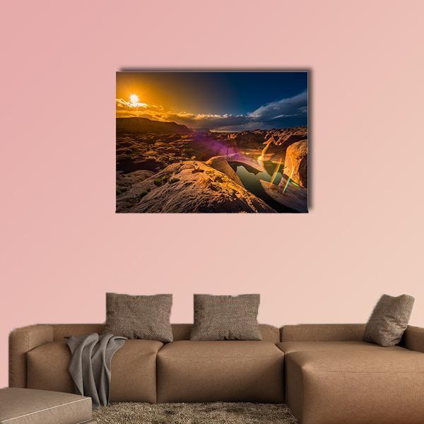 Reflection Canyon at Lake Powell, Utah Canvas Wall Art in brown, orange and blue, single panel hung on a wall