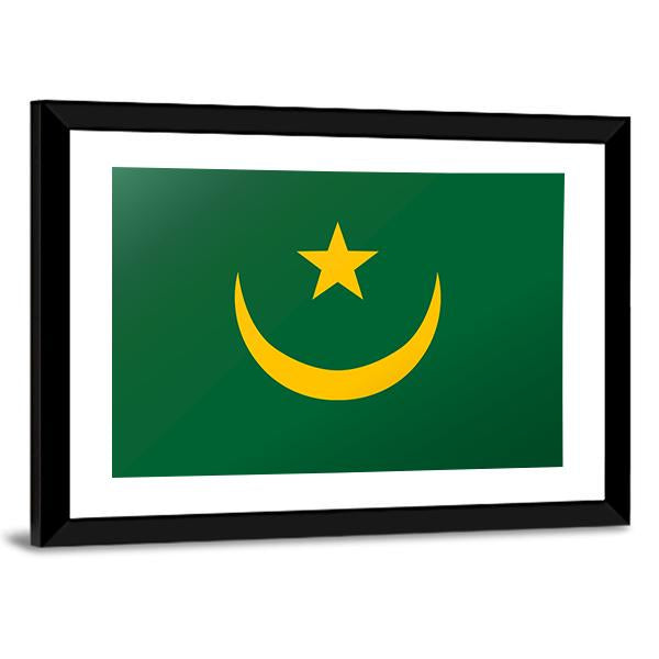 Reflection Flag Of Mauritania Canvas Wall Art-5 Horizontal-Gallery Wrap-22" x 12"-Tiaracle