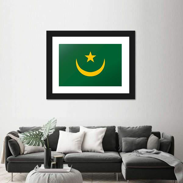 Reflection Flag Of Mauritania Canvas Wall Art-5 Horizontal-Gallery Wrap-22" x 12"-Tiaracle
