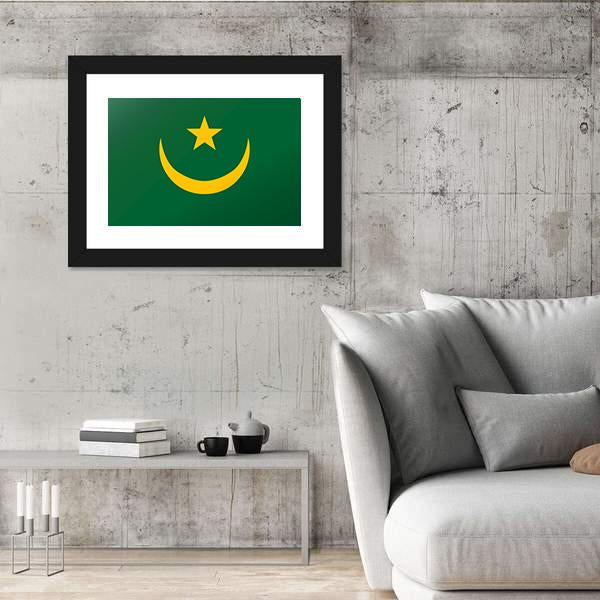 Reflection Flag Of Mauritania Canvas Wall Art-5 Horizontal-Gallery Wrap-22" x 12"-Tiaracle