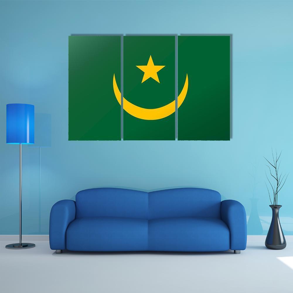 Reflection Flag Of Mauritania Canvas Wall Art-5 Pop-Gallery Wrap-47" x 32"-Tiaracle