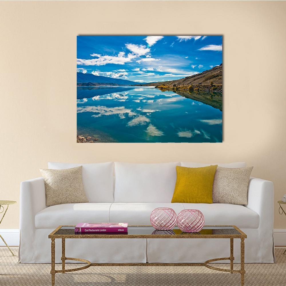 Reflection Lake New Zealand Canvas Wall Art-1 Piece-Gallery Wrap-48" x 32"-Tiaracle