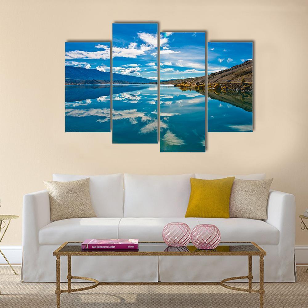 Reflection Lake New Zealand Canvas Wall Art-4 Pop-Gallery Wrap-50" x 32"-Tiaracle