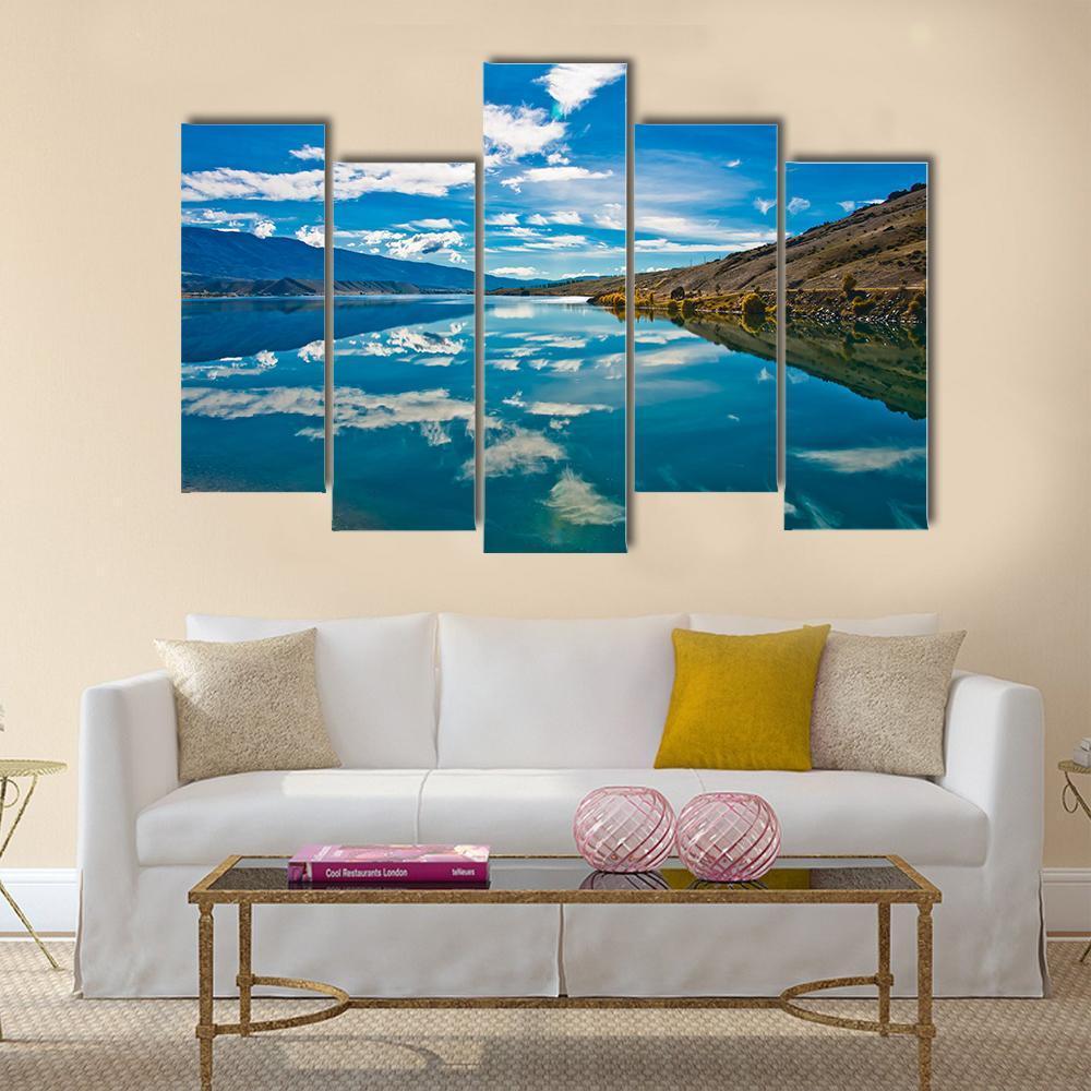 Reflection Lake New Zealand Canvas Wall Art-5 Pop-Gallery Wrap-47" x 32"-Tiaracle