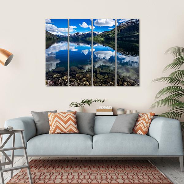 Reflection Lake Norway Canvas Wall Art-4 Horizontal-Gallery Wrap-34" x 24"-Tiaracle