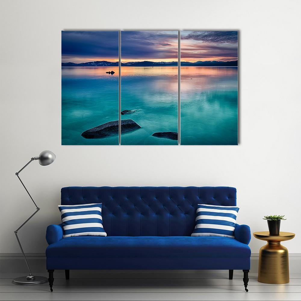 Reflection Of Clouds In A Lake Canvas Wall Art-3 Horizontal-Gallery Wrap-37" x 24"-Tiaracle