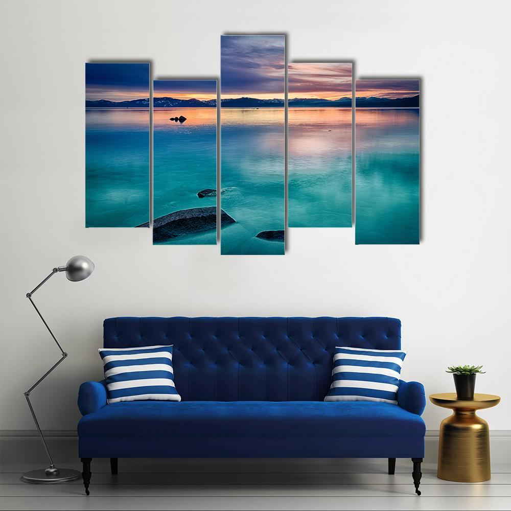 Reflection Of Clouds In A Lake Canvas Wall Art-5 Pop-Gallery Wrap-47" x 32"-Tiaracle