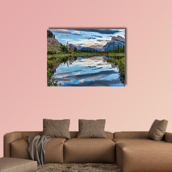 Reflection Of Dramatic Dark Clouds In Vermilion Lake Canvas Wall Art-1 Piece-Gallery Wrap-48" x 32"-Tiaracle