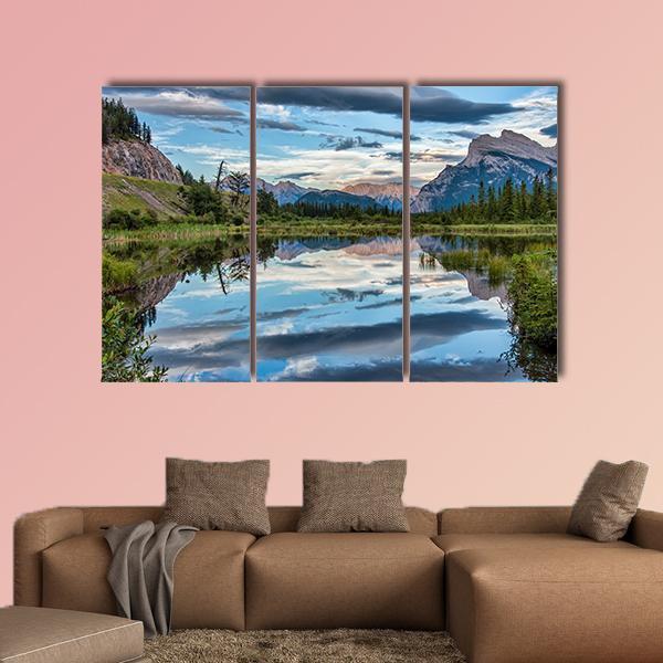 Reflection Of Dramatic Dark Clouds In Vermilion Lake Canvas Wall Art-3 Horizontal-Gallery Wrap-37" x 24"-Tiaracle