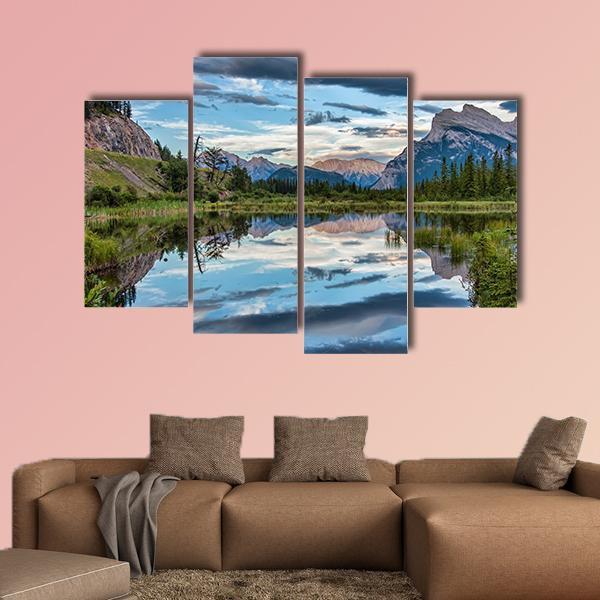 Reflection Of Dramatic Dark Clouds In Vermilion Lake Canvas Wall Art-4 Pop-Gallery Wrap-50" x 32"-Tiaracle