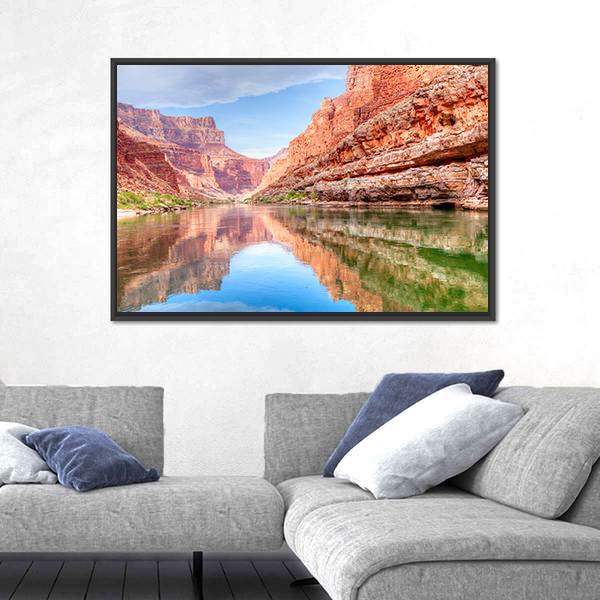 Reflection Of Grand Canyon In Colorado River Canvas Wall Art-3 Horizontal-Gallery Wrap-25&quot; x 16&quot;-Tiaracle