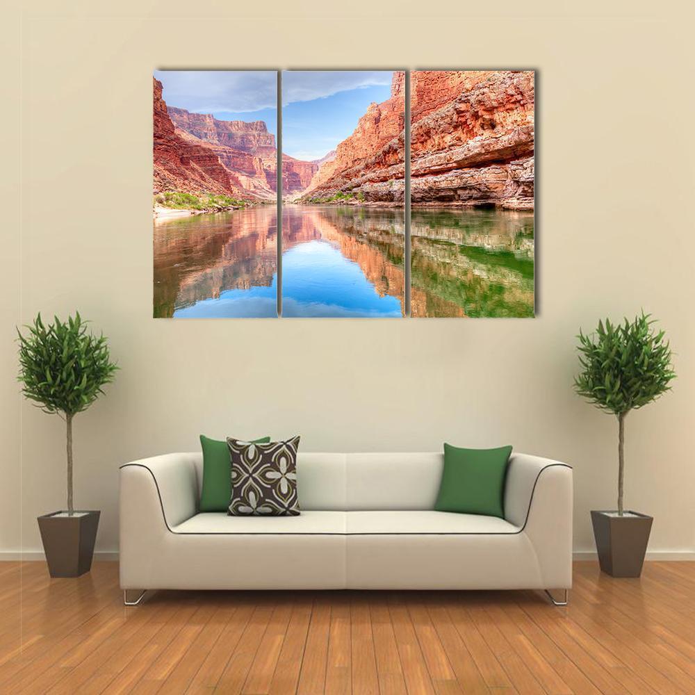Reflection Of Grand Canyon In Colorado River Canvas Wall Art-3 Horizontal-Gallery Wrap-37&quot; x 24&quot;-Tiaracle