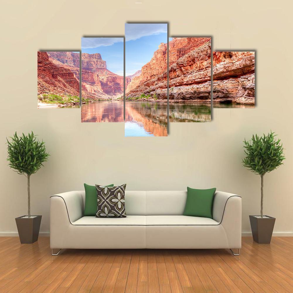 Reflection Of Grand Canyon In Colorado River Canvas Wall Art-3 Horizontal-Gallery Wrap-37" x 24"-Tiaracle
