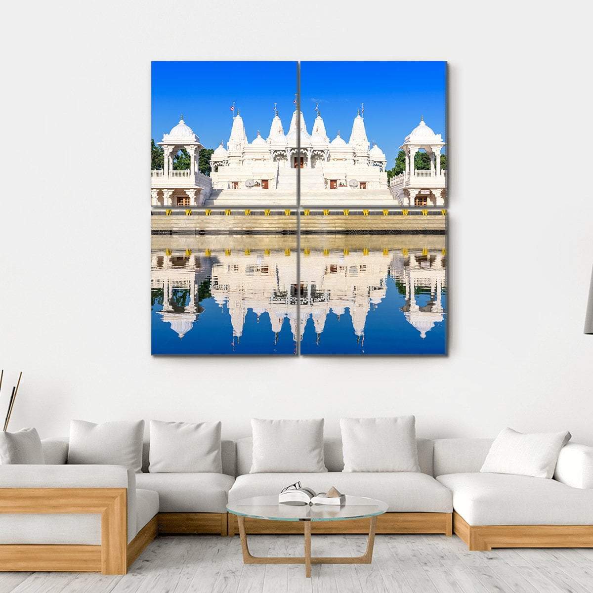 Hindu Temple In Atlanta Georgia Canvas Wall Art-4 Square-Gallery Wrap-17" x 17"-Tiaracle