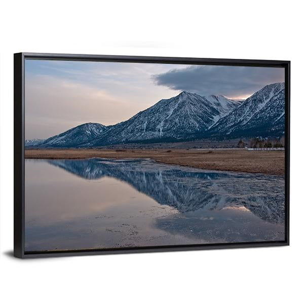 Reflection Of Jobs Peak At Sunset From Carson Valley Canvas Wall Art-3 Horizontal-Gallery Wrap-25" x 16"-Tiaracle