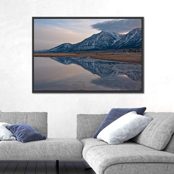 Reflection Of Jobs Peak At Sunset From Carson Valley Canvas Wall Art-3 Horizontal-Gallery Wrap-25" x 16"-Tiaracle