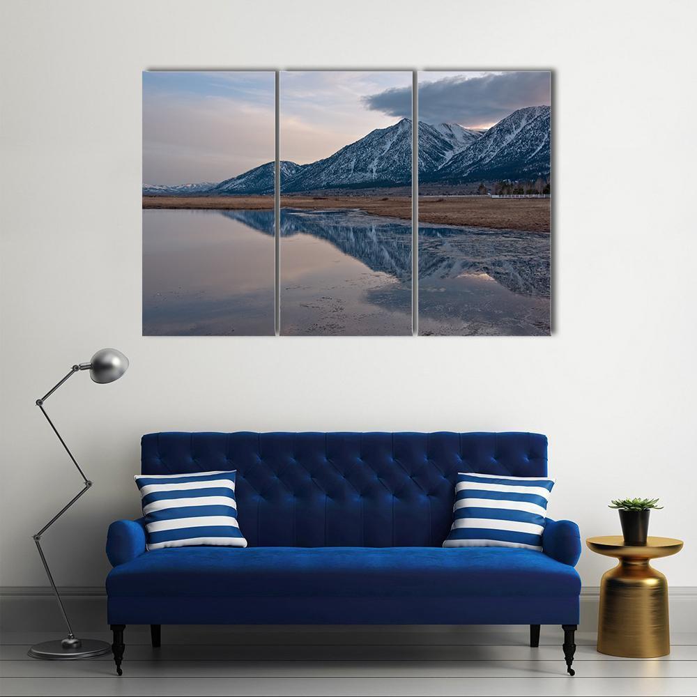 Reflection Of Jobs Peak At Sunset From Carson Valley Canvas Wall Art-3 Horizontal-Gallery Wrap-37" x 24"-Tiaracle