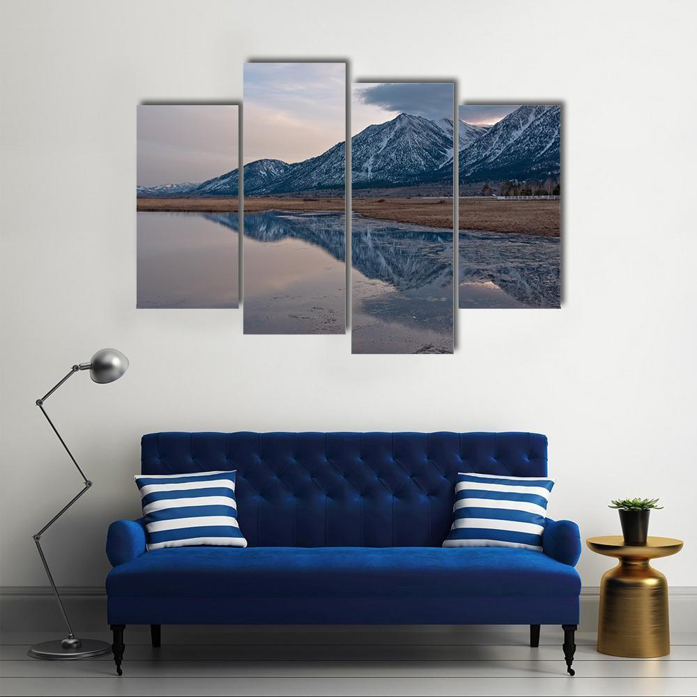 Reflection Of Jobs Peak At Sunset From Carson Valley Canvas Wall Art-4 Pop-Gallery Wrap-50" x 32"-Tiaracle
