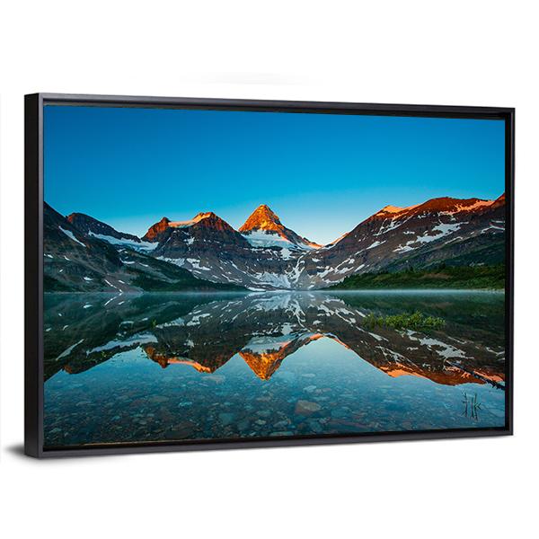 Reflection Of Mount Assiniboine Canvas Wall Art-3 Horizontal-Gallery Wrap-25" x 16"-Tiaracle