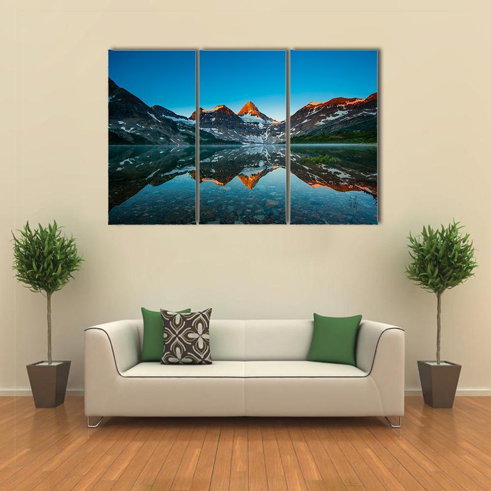 Reflection Of Mount Assiniboine Canvas Wall Art-3 Horizontal-Gallery Wrap-37" x 24"-Tiaracle
