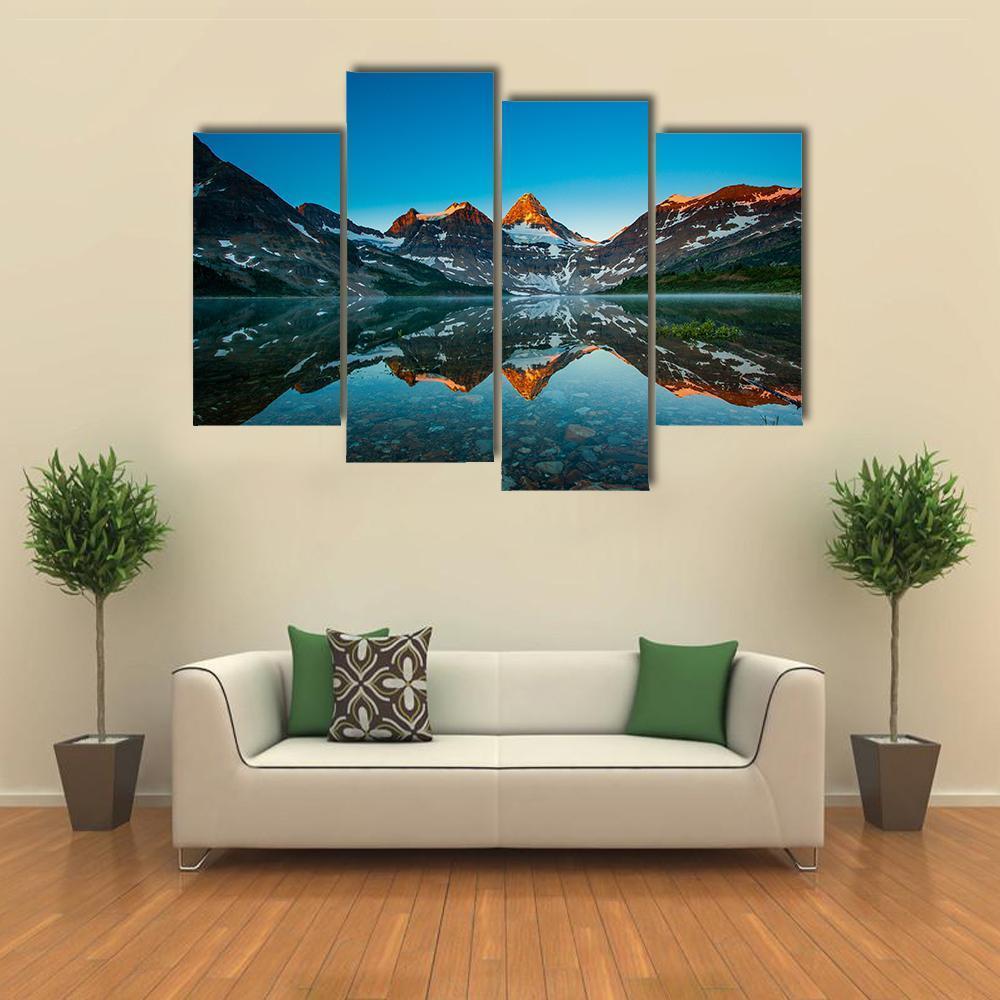 Reflection Of Mount Assiniboine Canvas Wall Art-4 Pop-Gallery Wrap-50" x 32"-Tiaracle