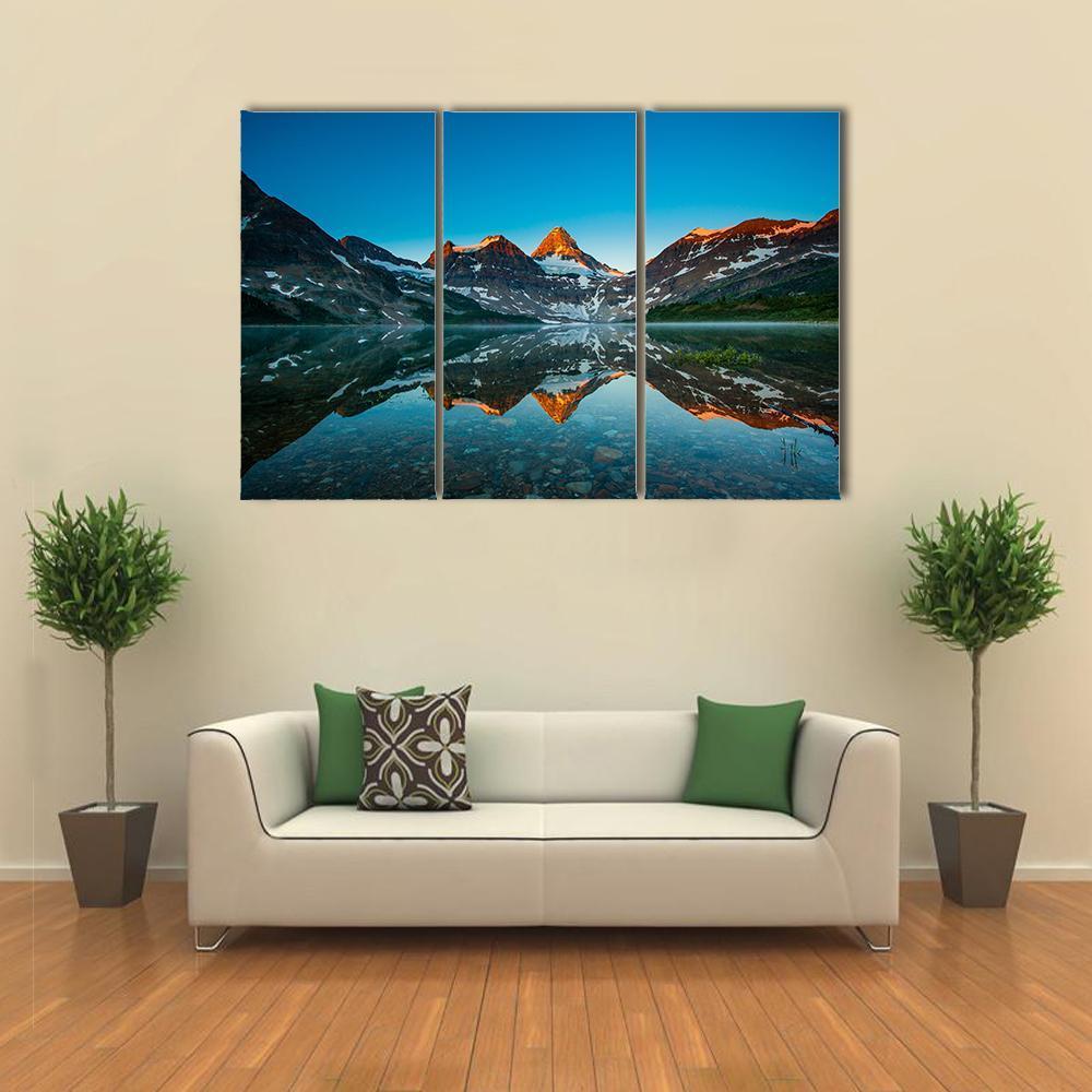 Reflection Of Mount Assiniboine On Magog Lake Canvas Wall Art-3 Horizontal-Gallery Wrap-37" x 24"-Tiaracle