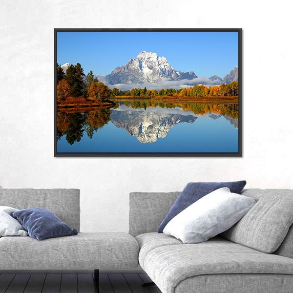 Reflection Of Mountain Range In Lake Canvas Wall Art-3 Horizontal-Gallery Wrap-25" x 16"-Tiaracle