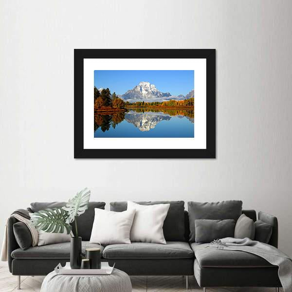 Reflection Of Mountain Range In Lake Canvas Wall Art-3 Horizontal-Gallery Wrap-25" x 16"-Tiaracle