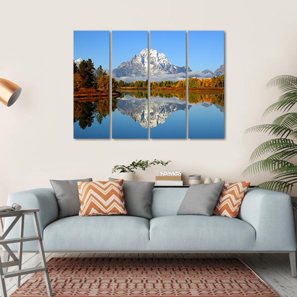 Reflection Of Mountain Range In Lake Canvas Wall Art-4 Horizontal-Gallery Wrap-34" x 24"-Tiaracle
