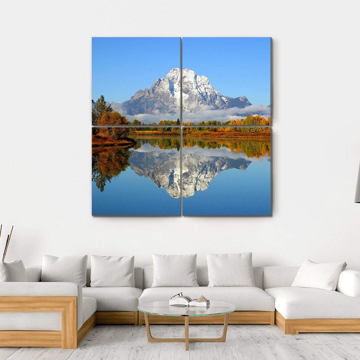 Reflection Of Mountain Range In Lake Canvas Wall Art-4 Square-Gallery Wrap-17" x 17"-Tiaracle