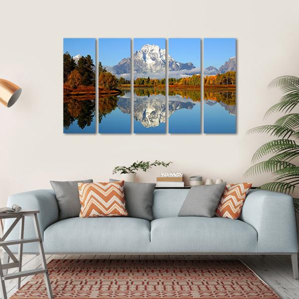 Reflection Of Mountain Range In Lake Canvas Wall Art-5 Horizontal-Gallery Wrap-22" x 12"-Tiaracle